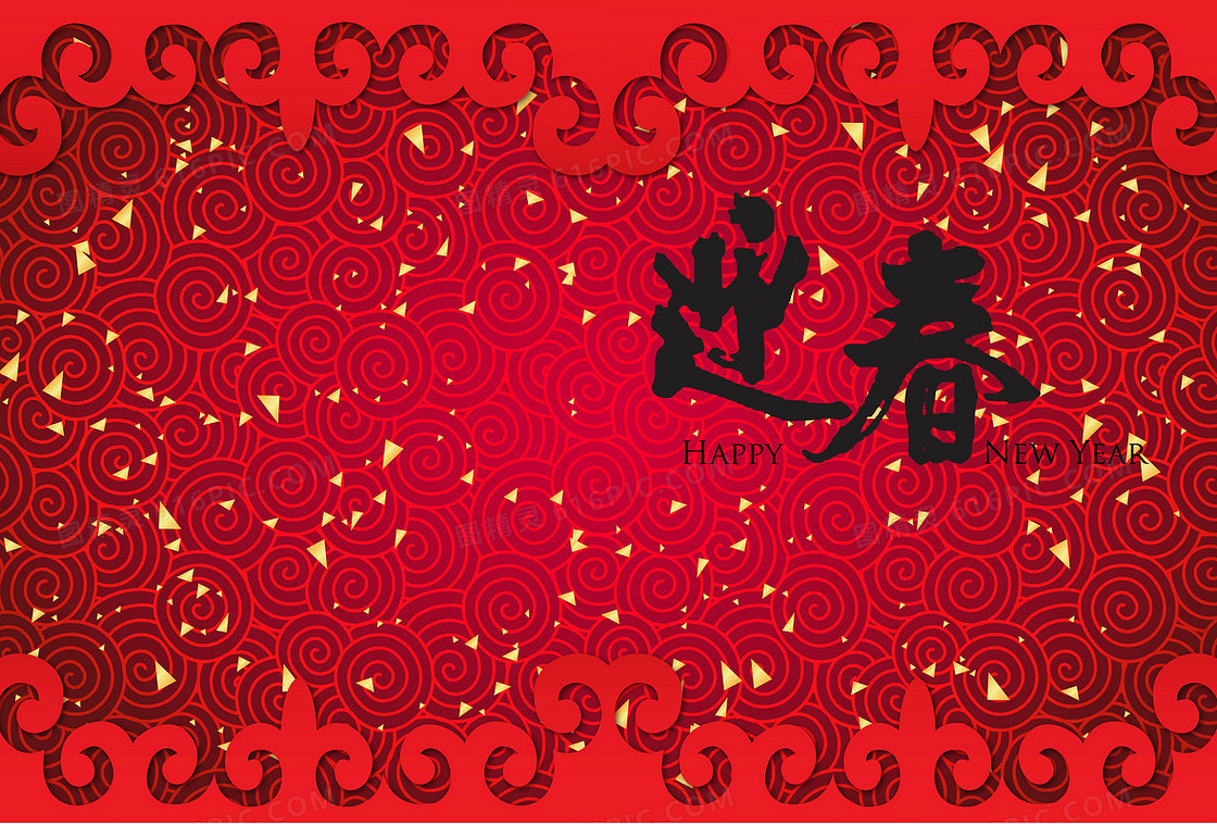 矢量立体红色中国风背景素材