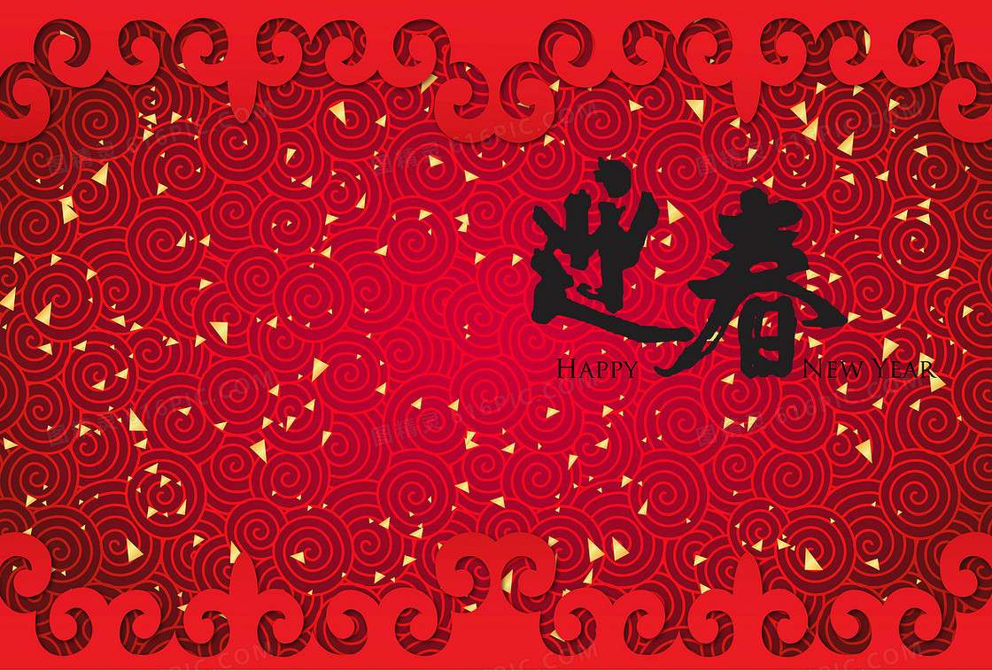 矢量立体红色中国风背景素材