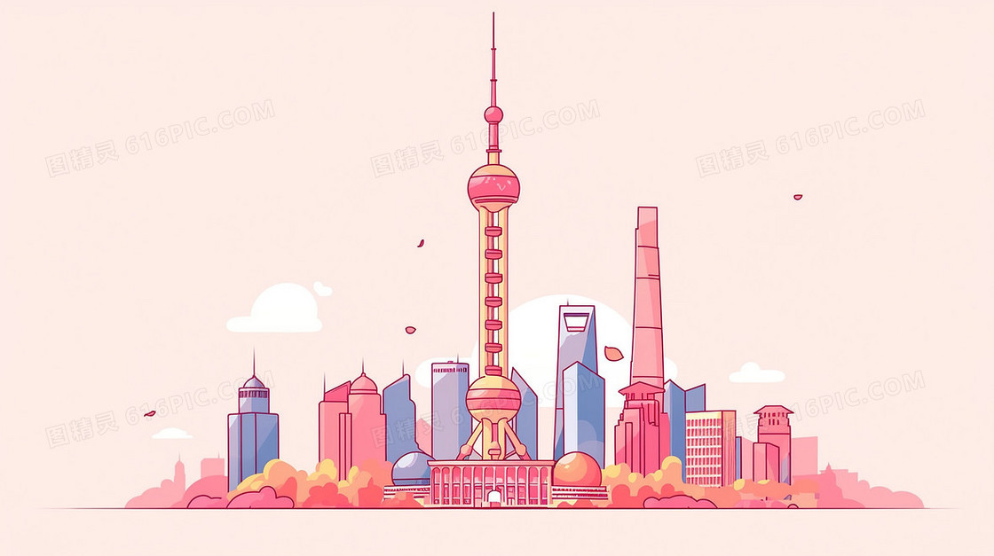 上海外滩东方明珠地标建筑背景