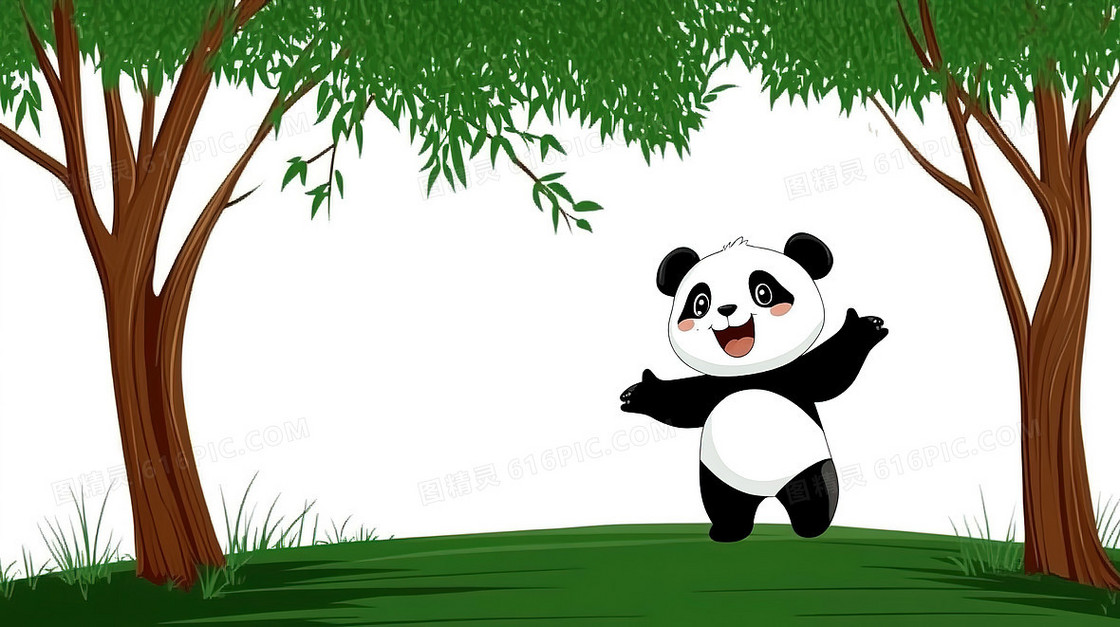 卡通可爱小熊猫背景