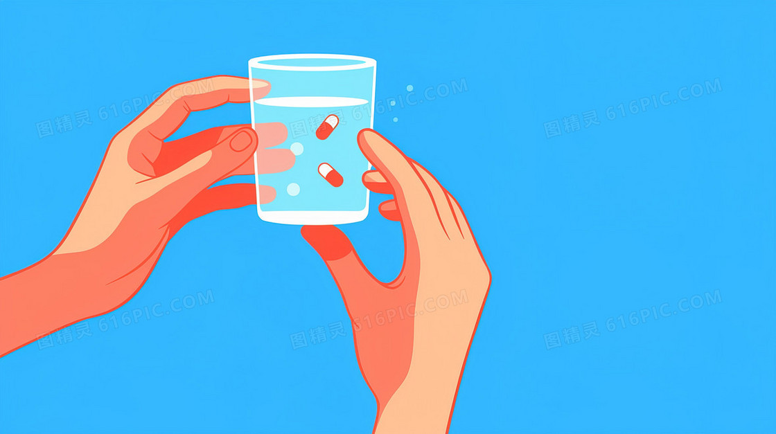 卡通杯子药物溶解创意背景