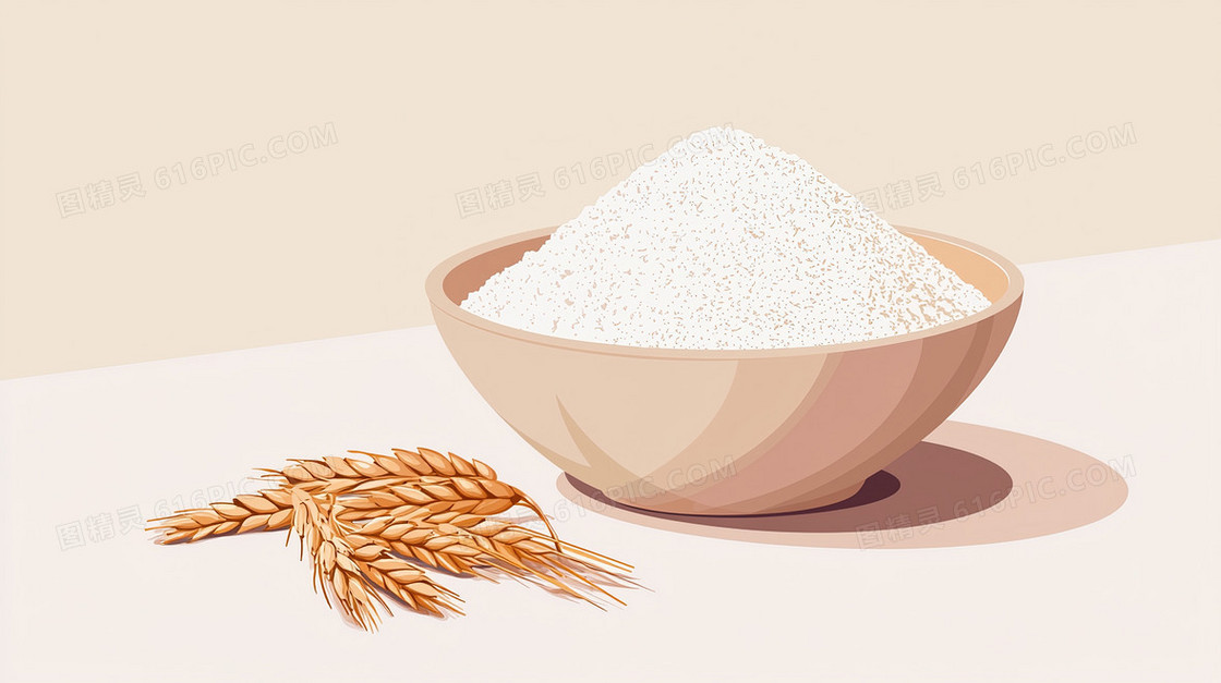 桌面主食面粉与麦穗创意背景