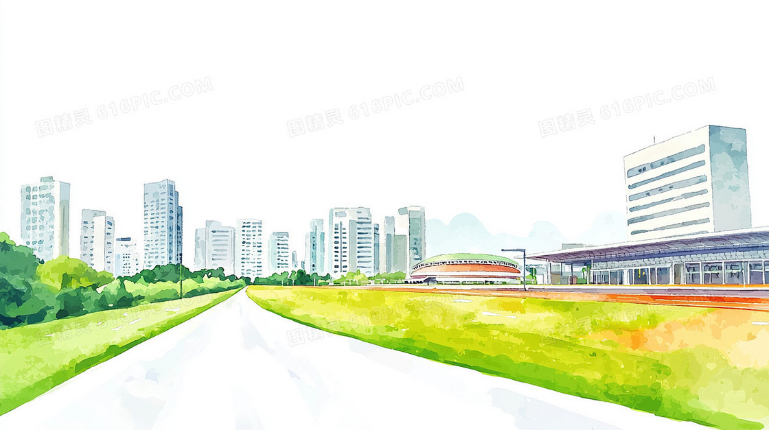 卡通交通城市建筑高楼背景