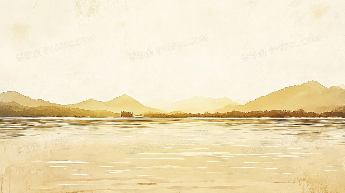 简约卡通湖面背景