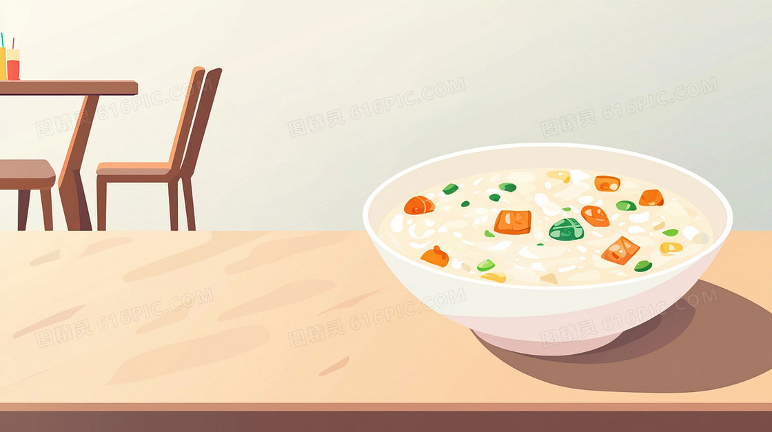 卡通美食粥品背景
