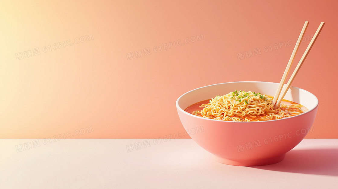 中餐美食方便面筷子背景