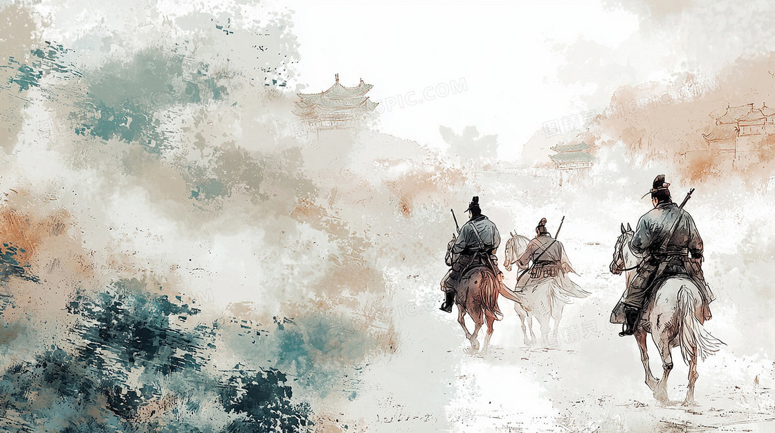 中国风古代人物骑马背景