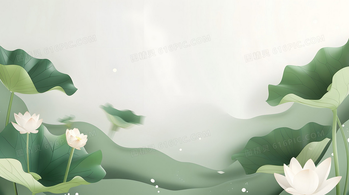 简约清新荷花背景
