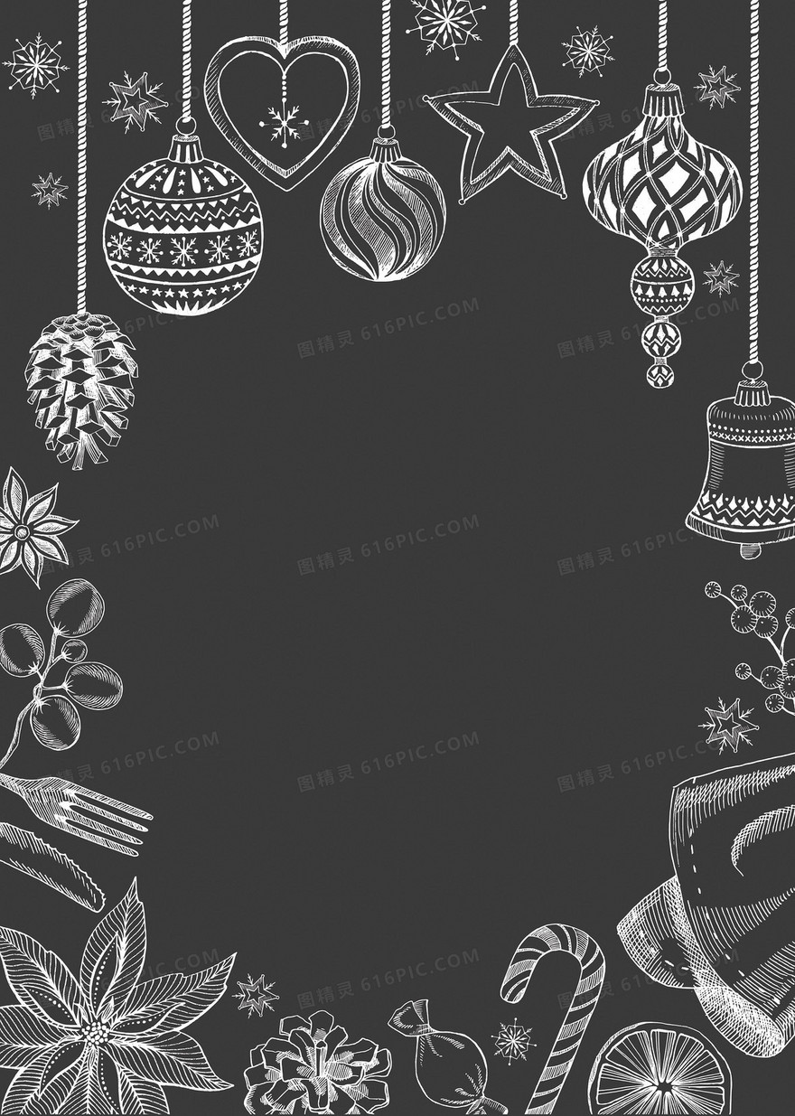 圣诞元素黑色菜单背景