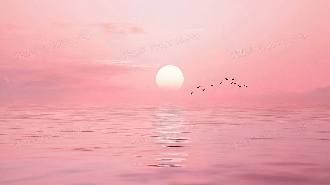 粉色唯美梦幻风湖面背景