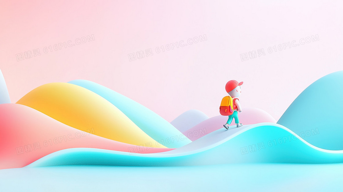 起伏山脉卡通儿童背景