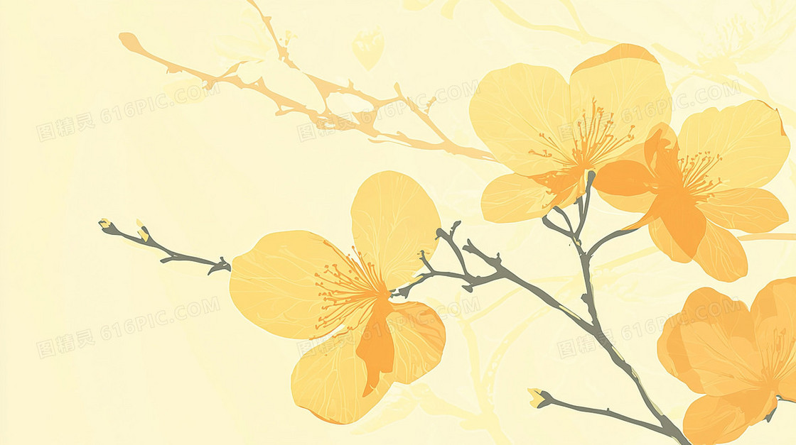 简约黄色植物花朵背景