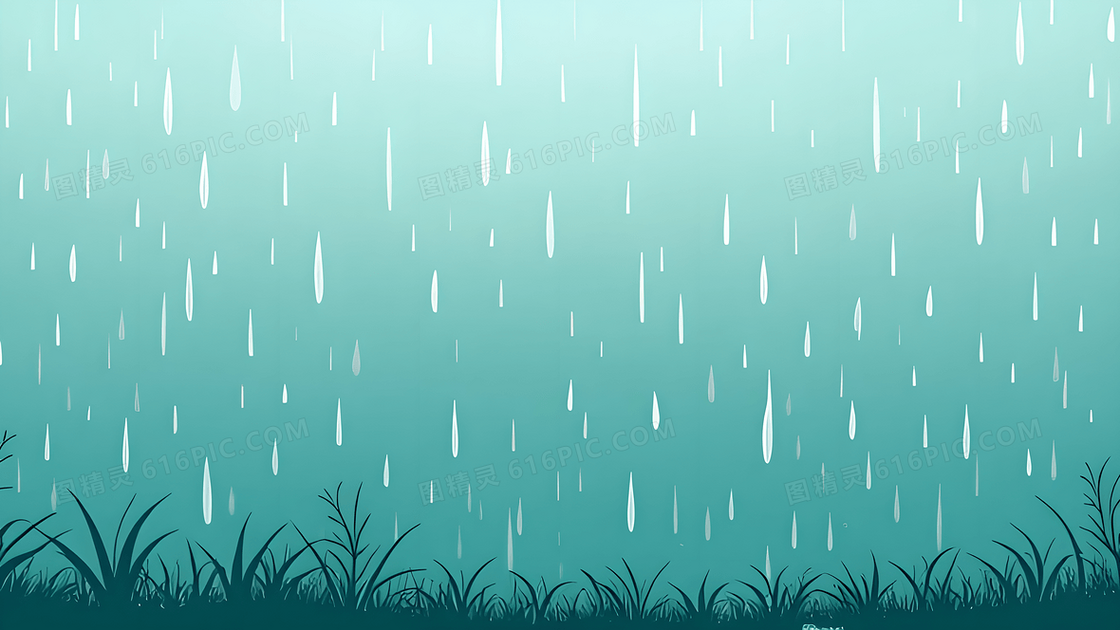 深绿色下雨天的草地背景