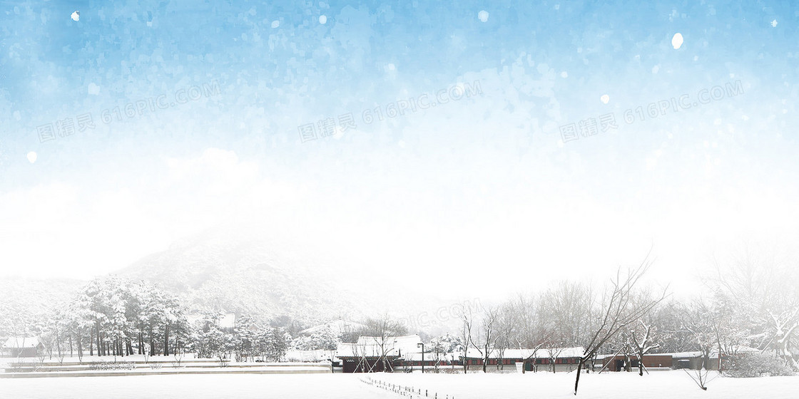 冬日雪景清新背景