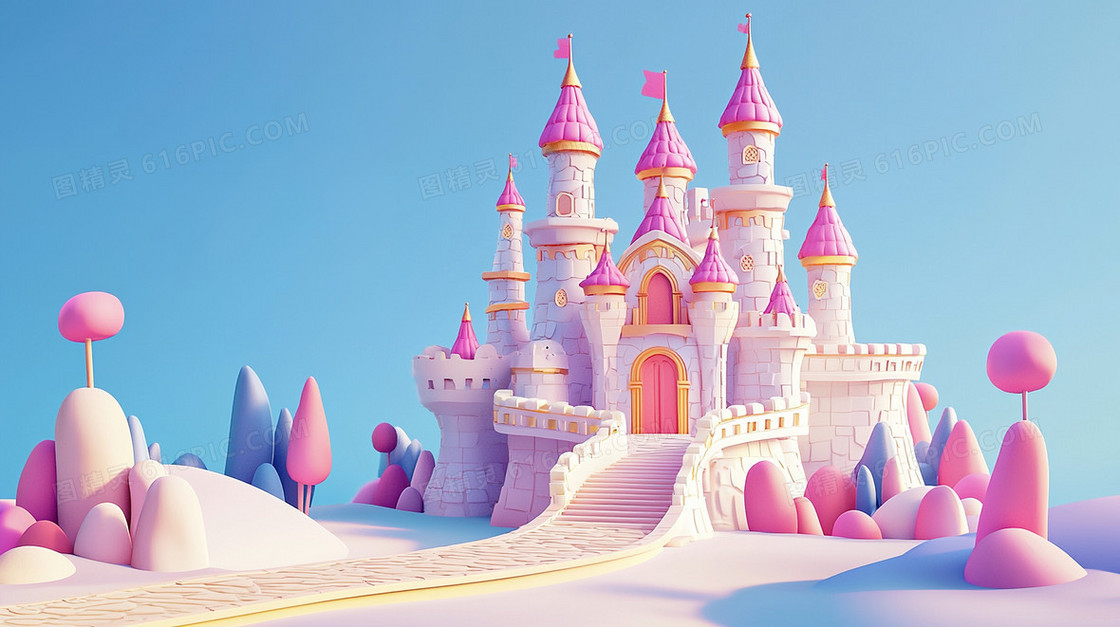 欧式建筑梦幻城堡卡通背景