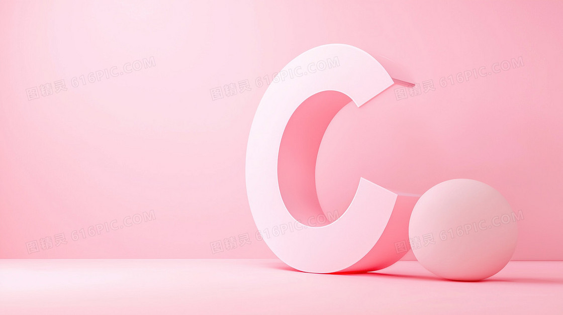简约立体艺术字C字母创意背景