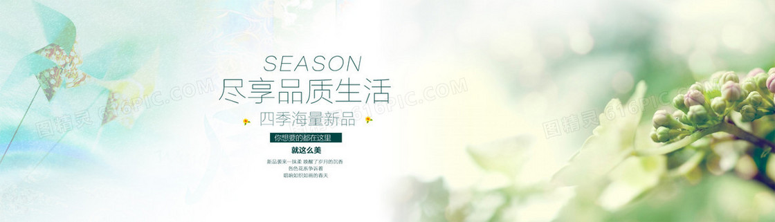 淘宝清新服装绿色背景banner