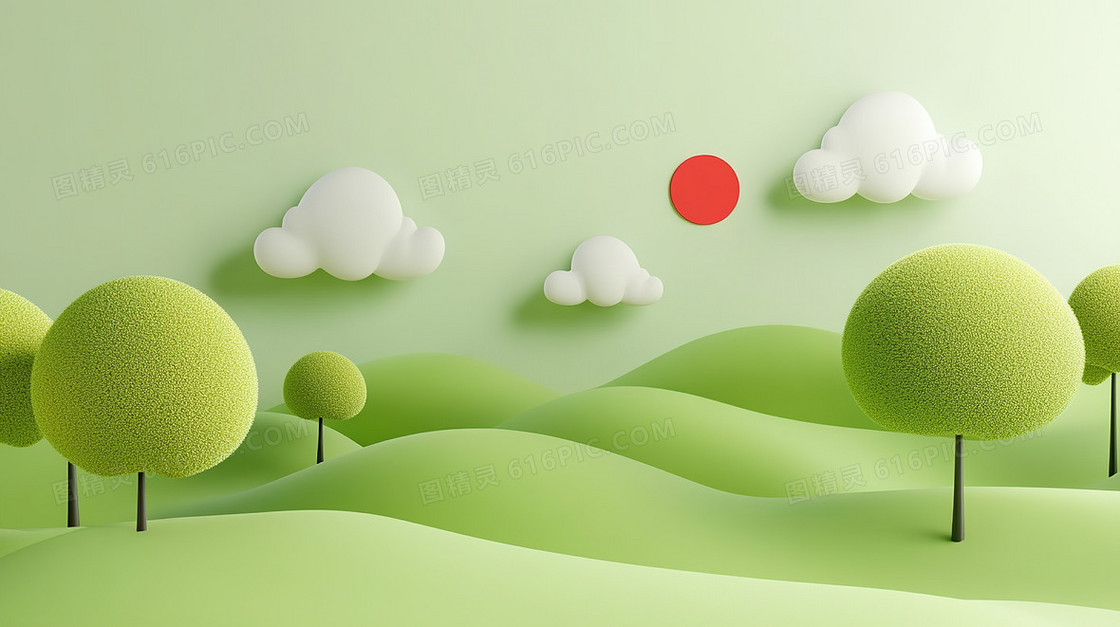 毛绒绿色树林背景