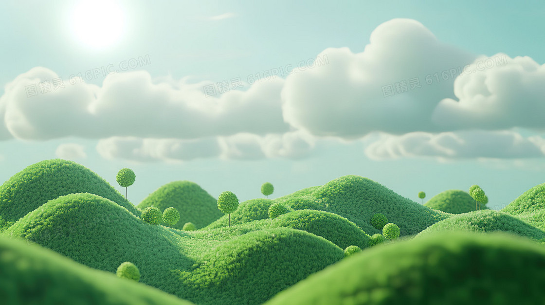 毛绒绿色树林背景