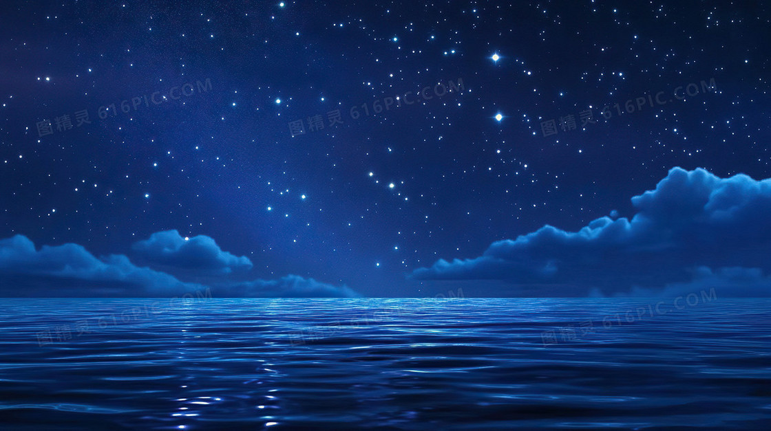 深蓝卡通治愈风星辰大海背景