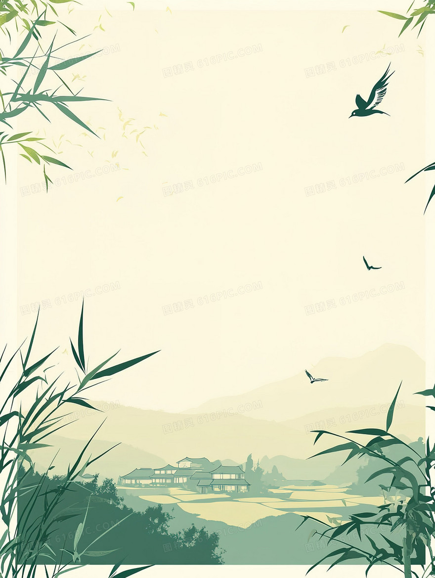 春日景观边框背景