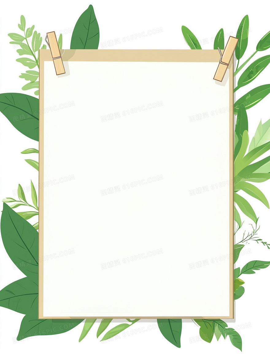 小清新植物边框背景