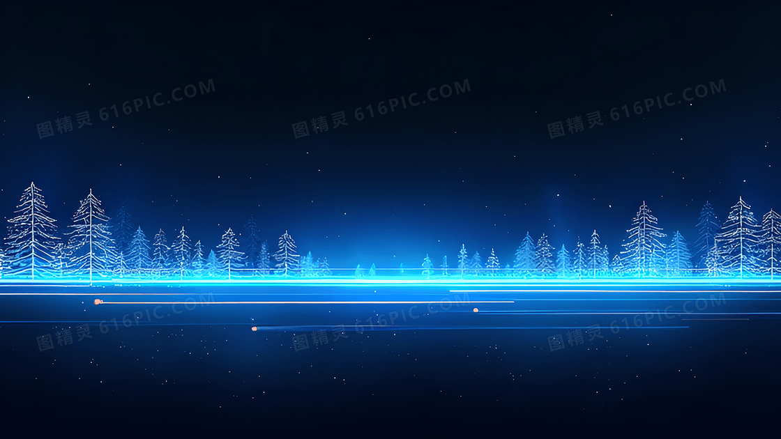 蓝色调森林夜景背景