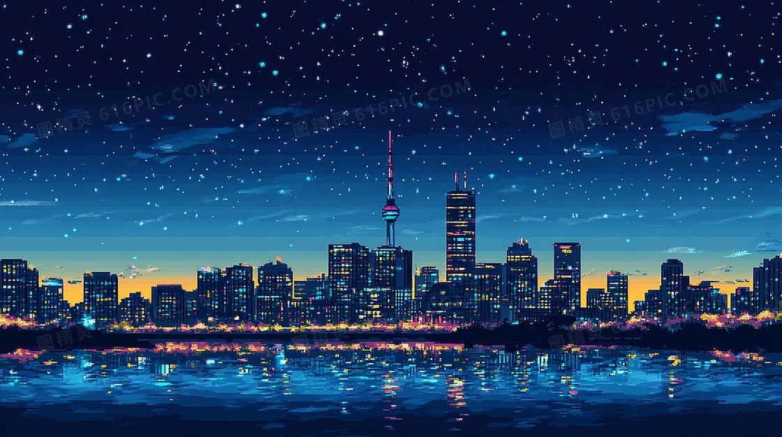 卡通城市夜晚背景