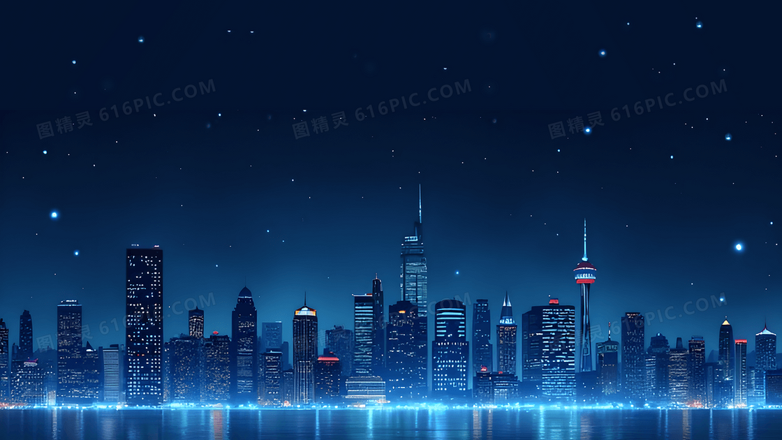 城市建筑星空夜景背景