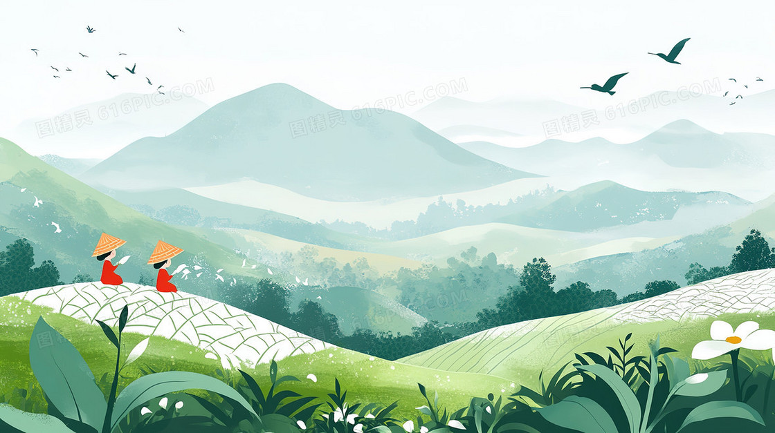 茶农茶园劳作背景