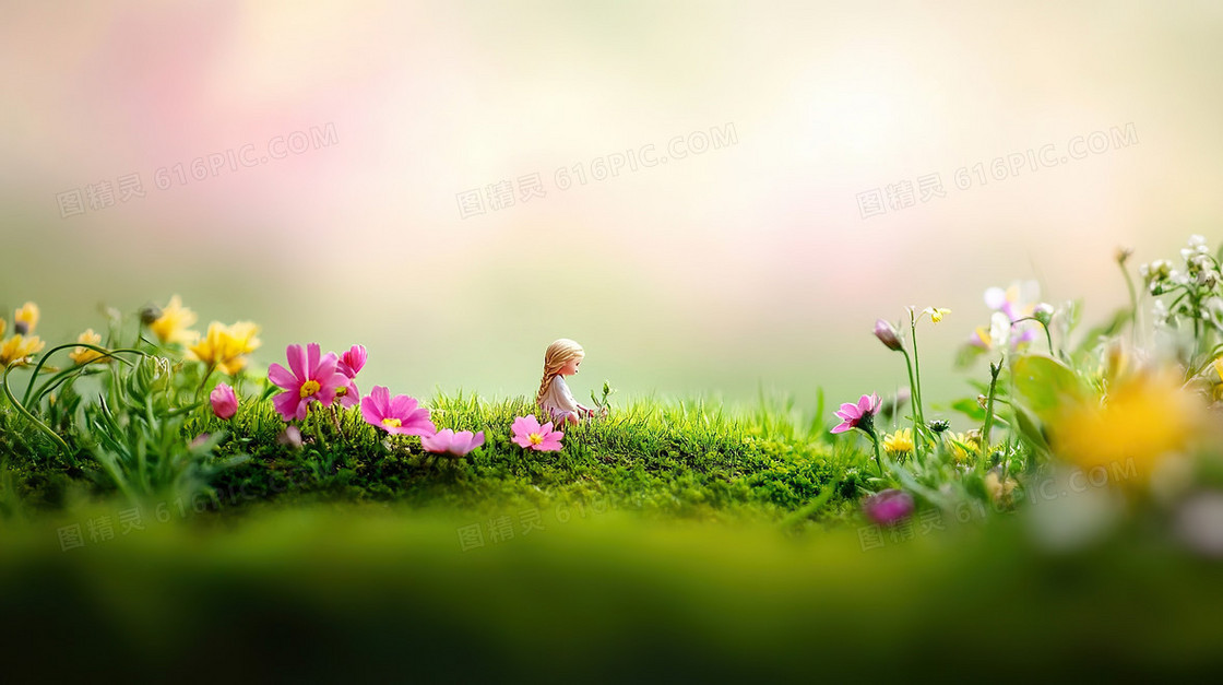 春天小花微缩背景