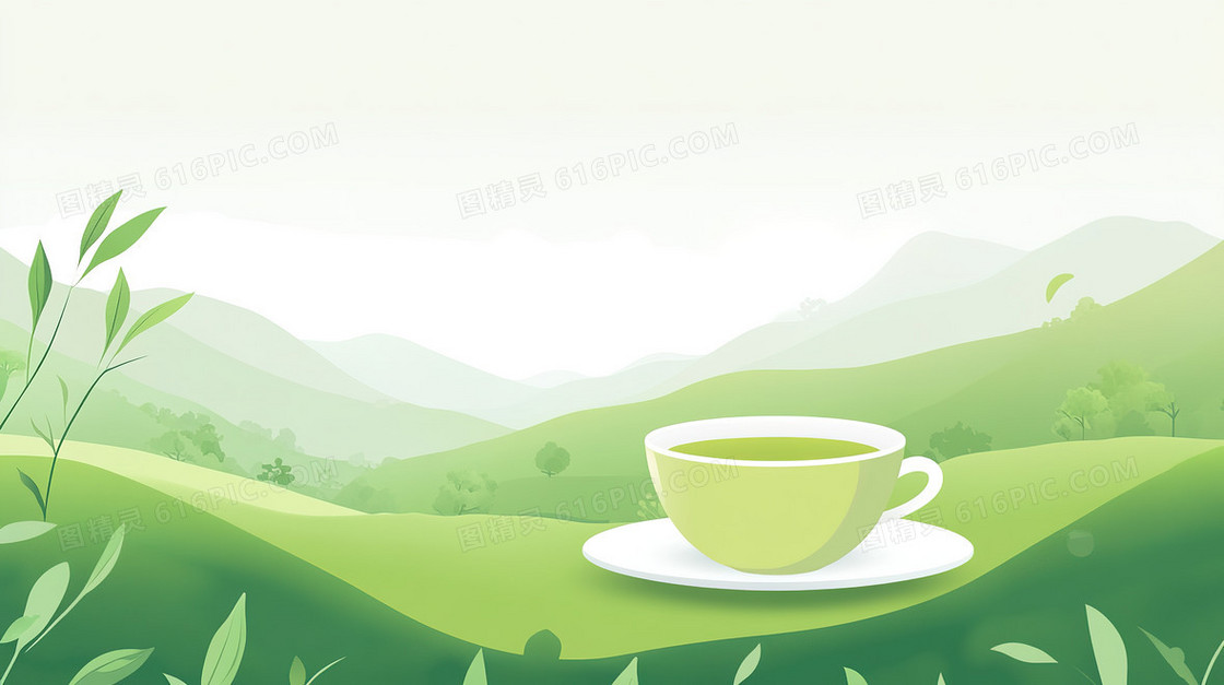 茶园茶碗卡通背景