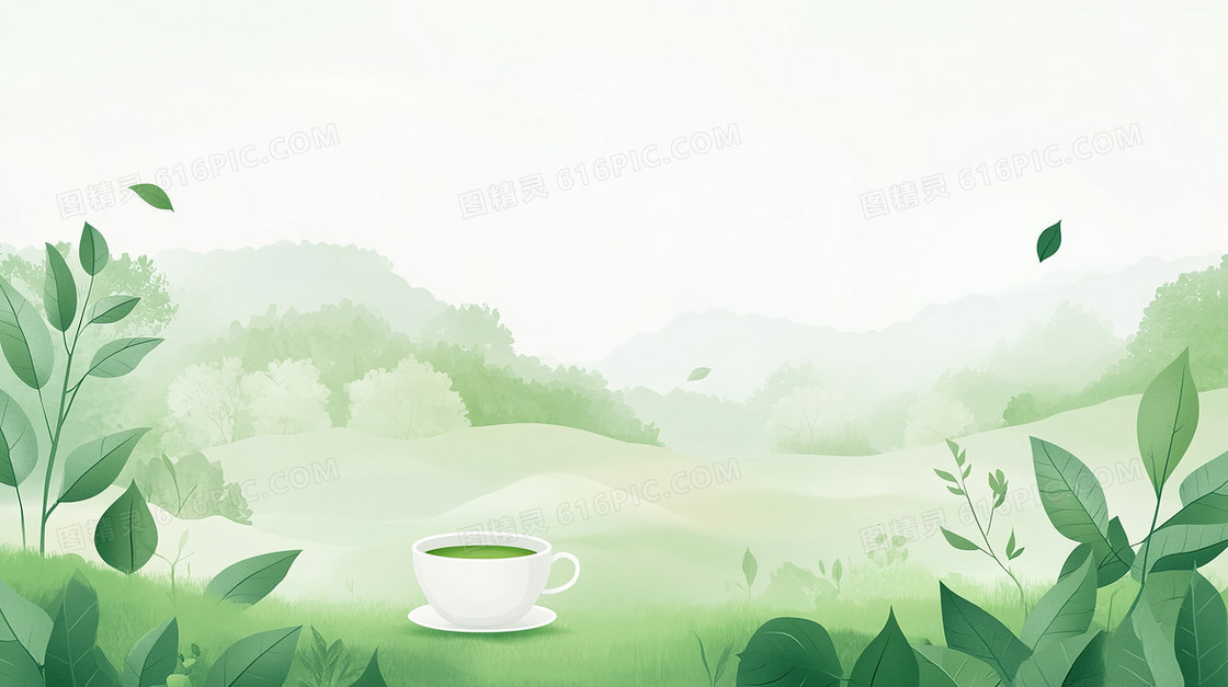 茶园茶碗卡通背景
