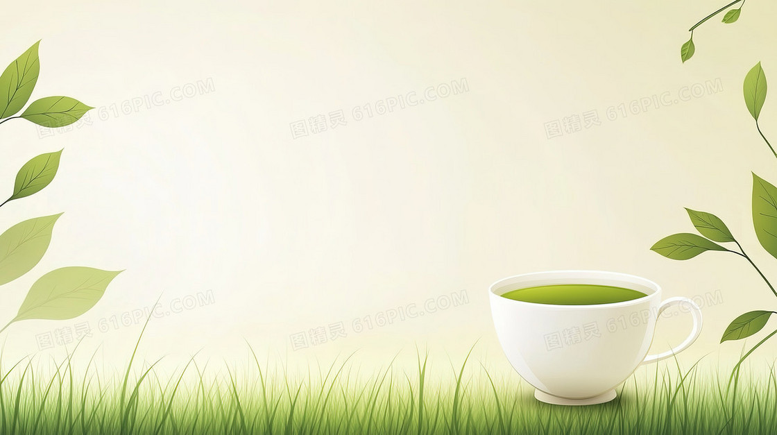 茶园茶碗卡通背景