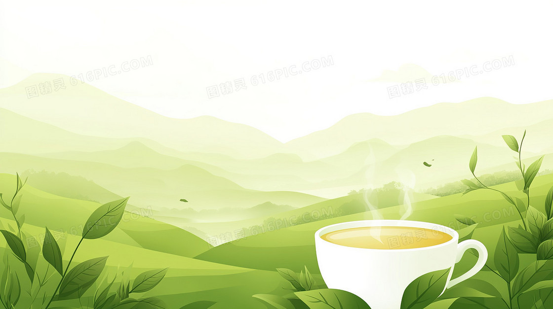 茶园茶碗卡通背景