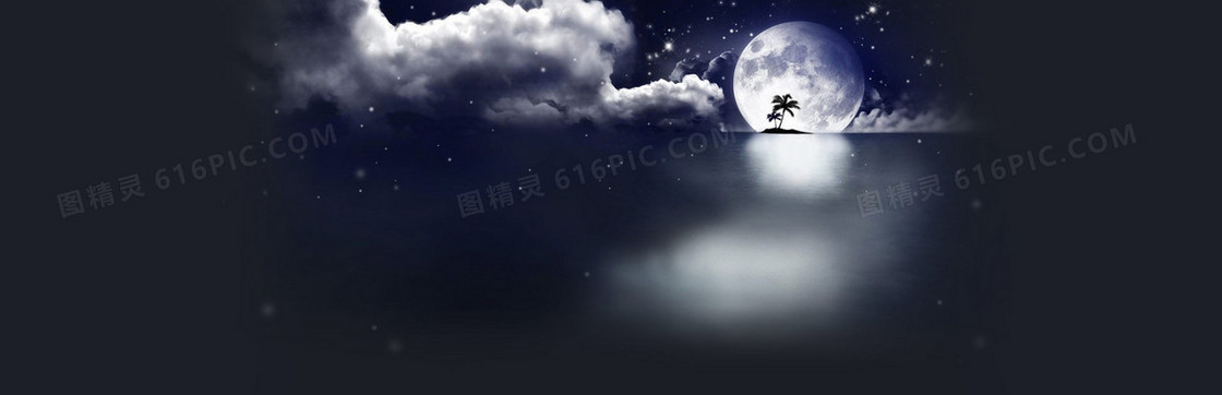 圆月夜色唯美背景banner