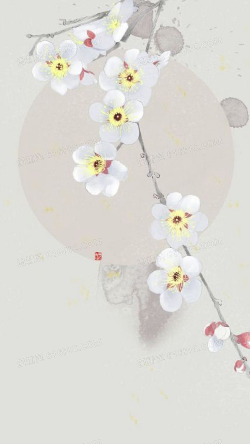 手绘白色小花H5背景素材