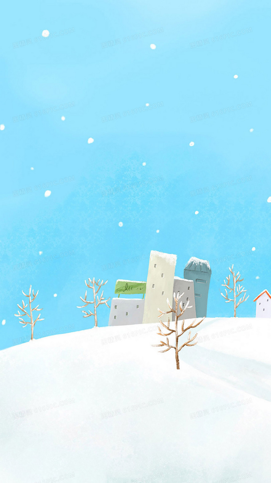 蓝色小清新下雪H5背景