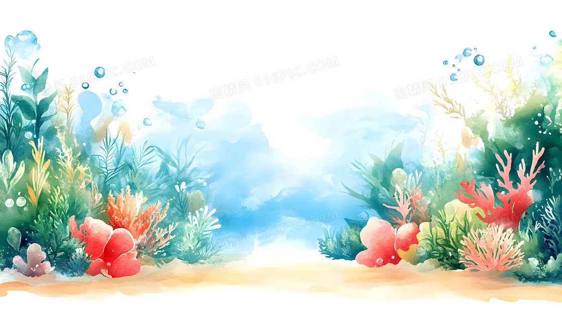 卡通海洋大海海底生物背景图