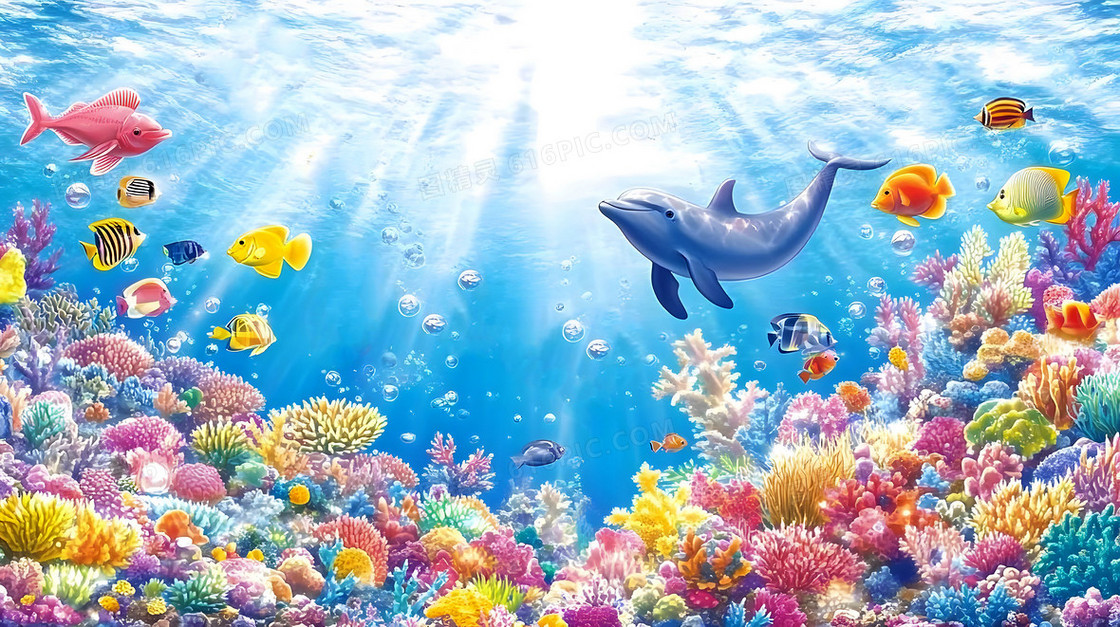 卡通海洋生物背景