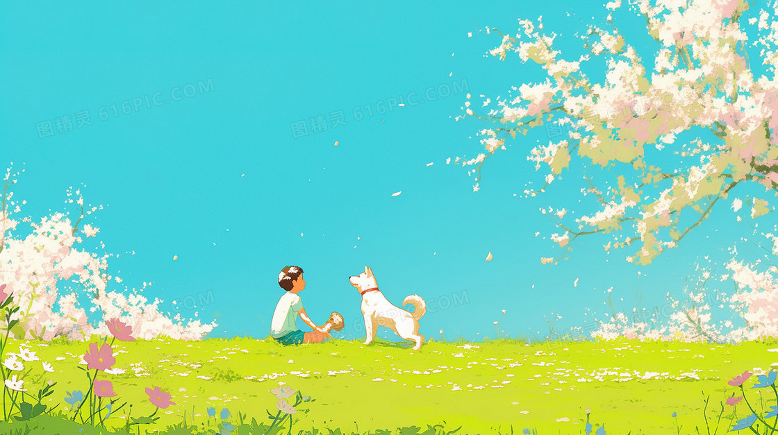 春季郊游的小孩子背景