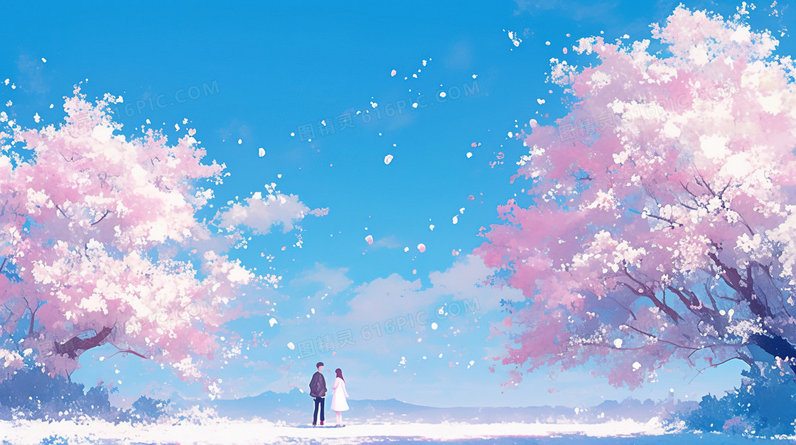 春季情侣郊游背景