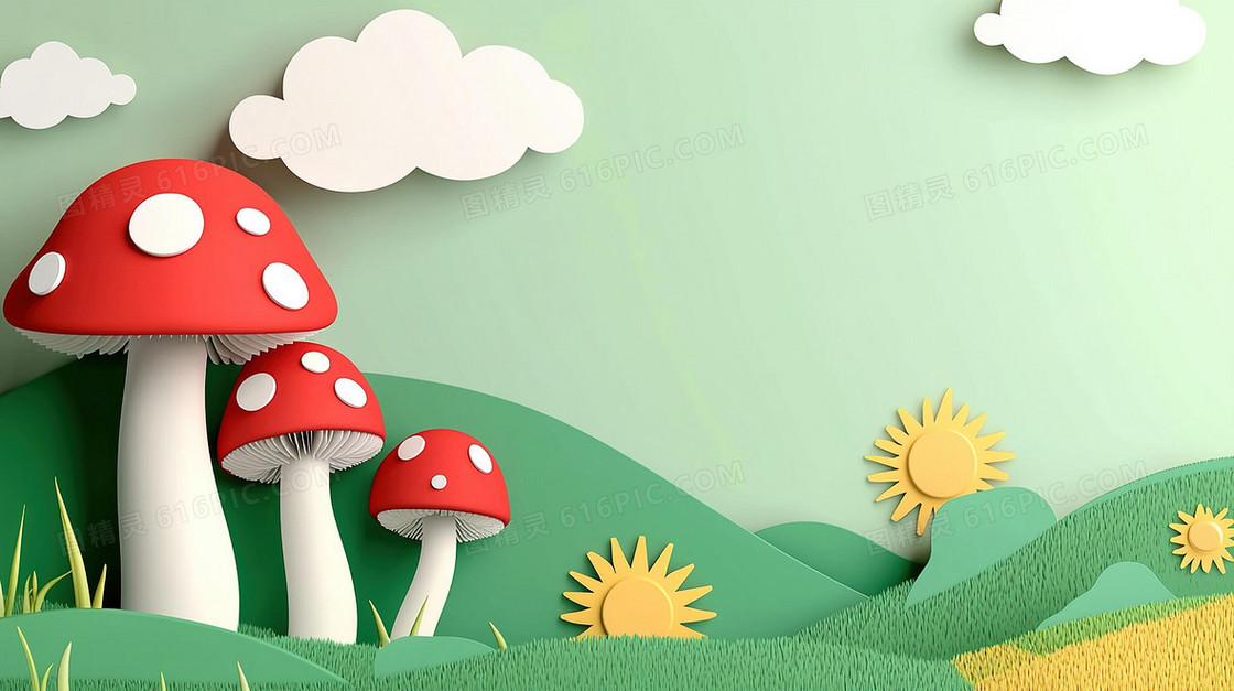 春季自然蘑菇背景