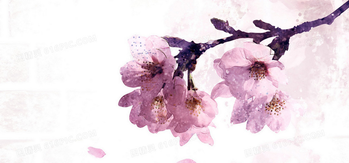 粉色手绘樱花背景