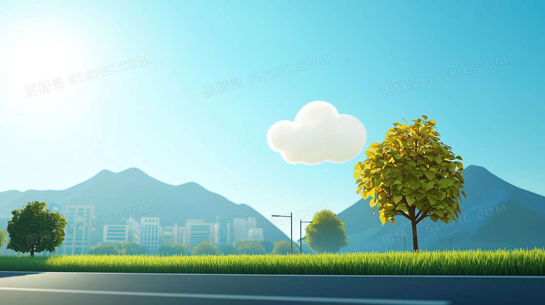 春季生机勃勃的植物简约背景