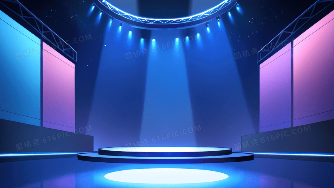 表演舞台插画绿色背景