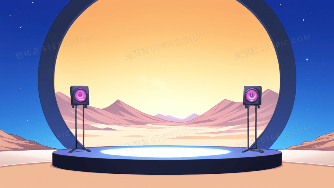 表演舞台插画绿色背景