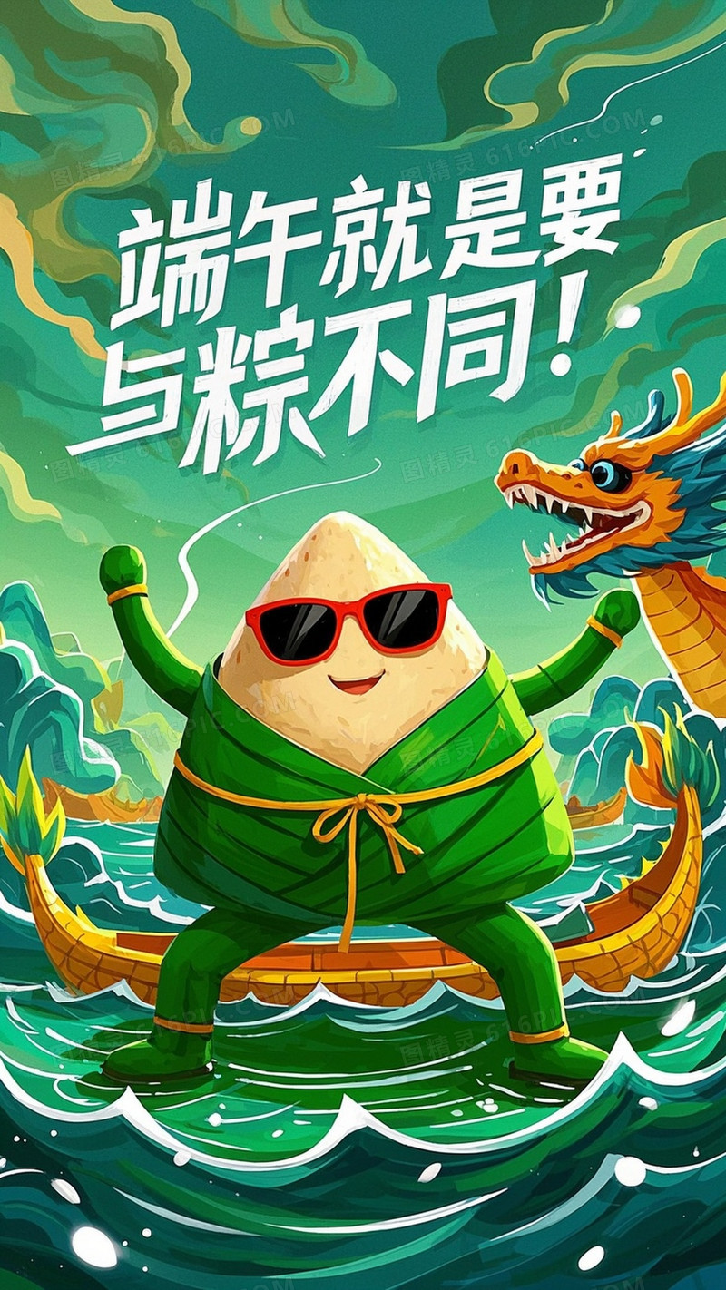 画面粽子戴着墨镜摆出炫酷姿势