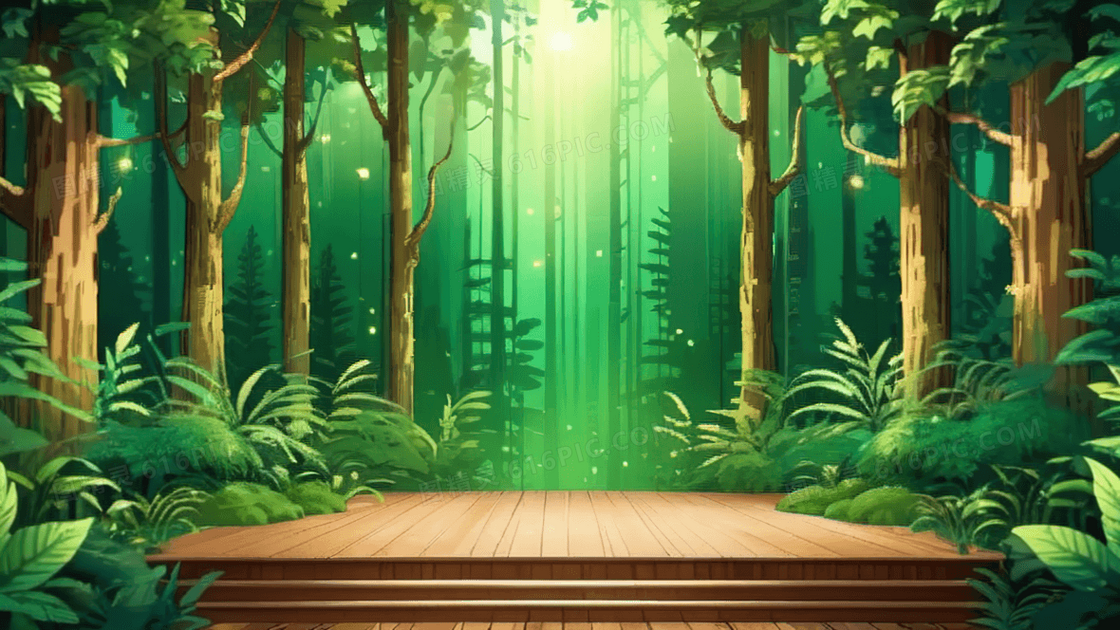 表演舞台插画绿色背景