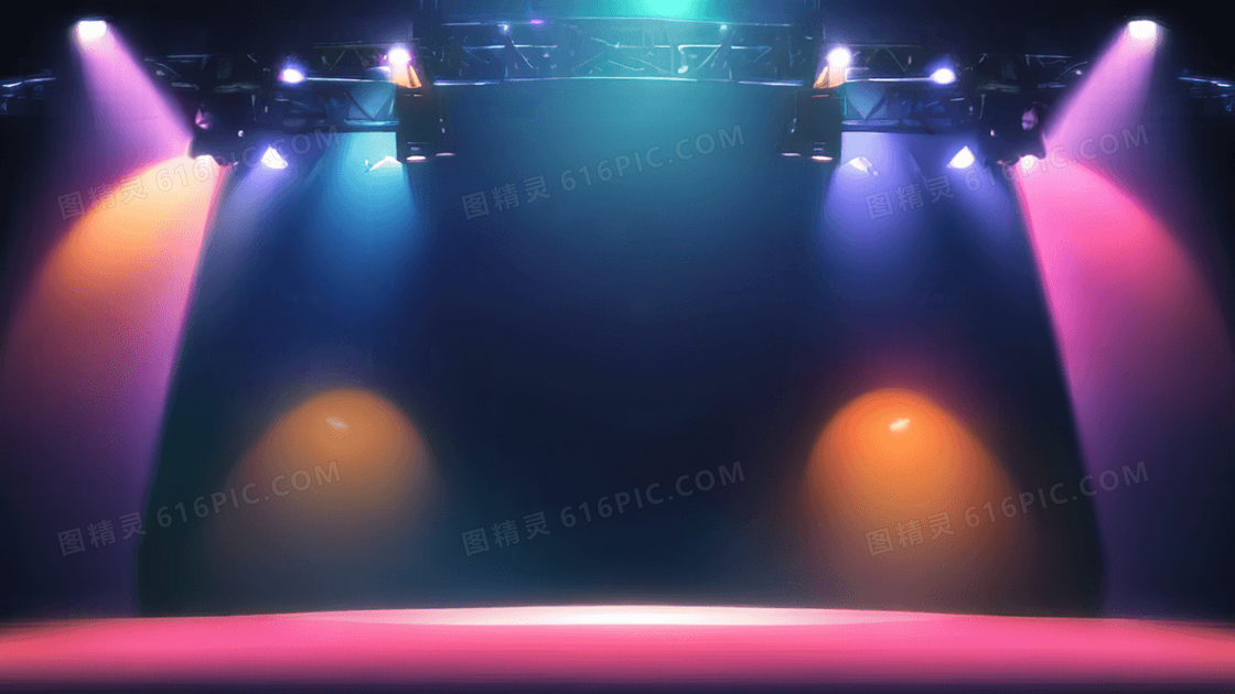 表演舞台插画绿色背景